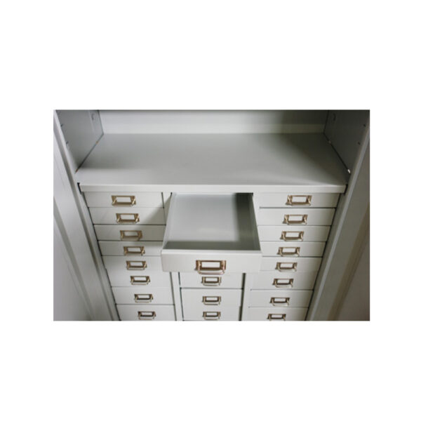 ADB Schubladenschrank aus Metall mit 27 Schubladen und 3 Ablageböden 1790x800x410mm